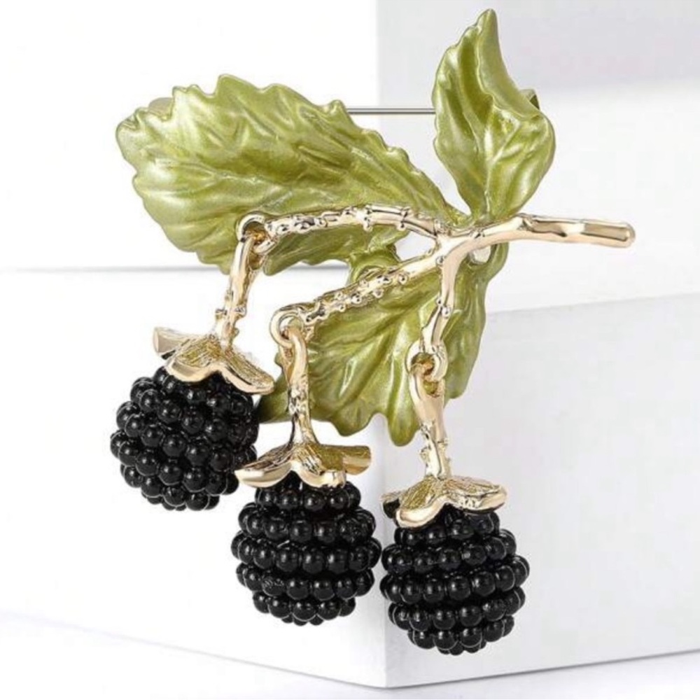 Beaded Blackberry Branch Brooch New 18k gold plated Blackberry brooch